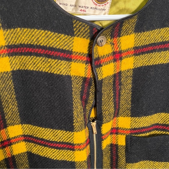 Vintage Zero King Full Zip Wool Coat Jacket Yellow Plaid 44L - Picture 6 of 14